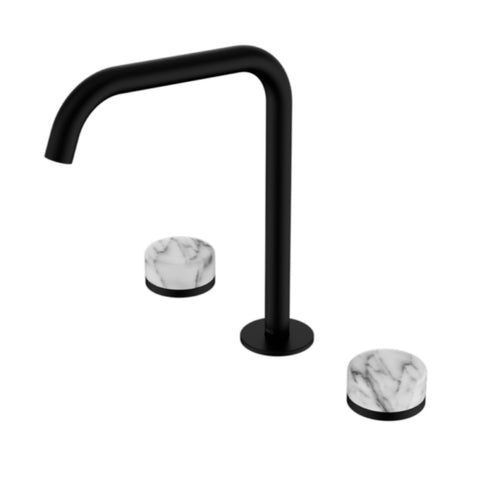 Nero Serenity Bath/Kitchen Set Edge Spout w/ Arabescato Corchia Handle Matte Black 24D032MB
