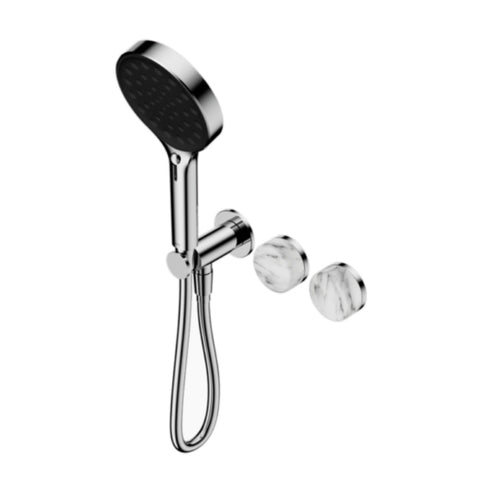 Nero Serenity Progressive Shower System w/ Arabescato Corchia Handle And Serenity Hand Shower Chrome 24E028CH