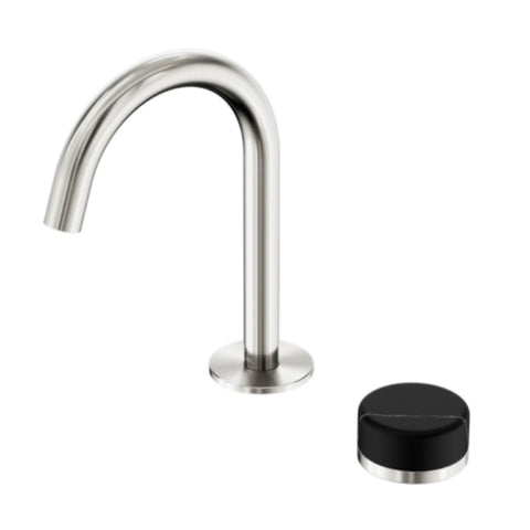 Nero Serenity Progressive Basin Mixer Arc Spout w/ Marquina Black Handle Brushed Nickel 24E133BN