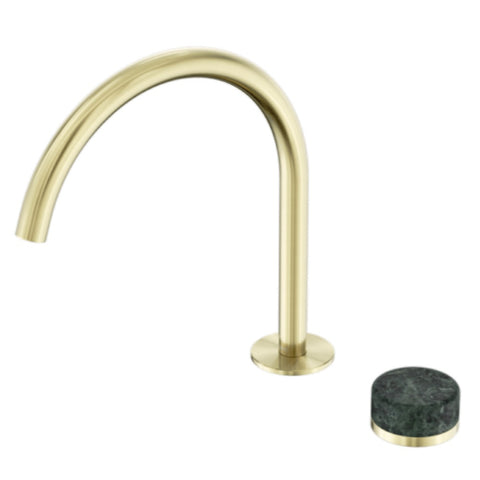 Nero Serenity Progressive Bath/Kitchen Mixer Arc Spout w/ Verde Alpi Handle Brushed Gold 24E038BG