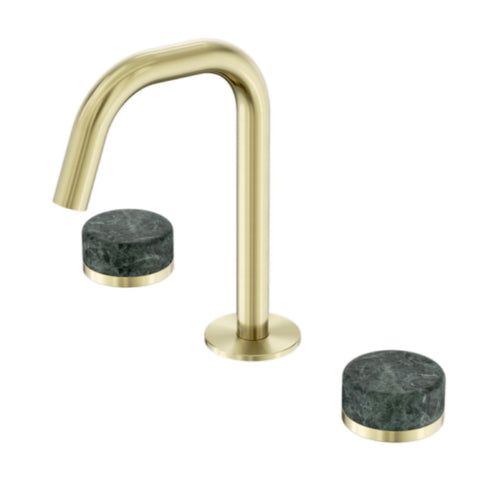 Nero Serenity Basin Set Edge Spout w/ Verde Alpi Handle Brushed Gold 24D024BG