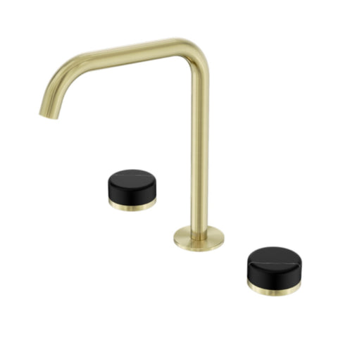 Nero Serenity Bath/Kitchen Set Edge Spout w/ Marquina Black Handle Brushed Gold 24D120BG