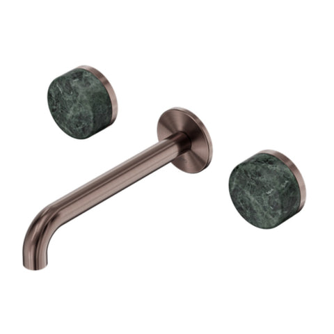 Nero Serenity Wall Basin Set 220mm Spout w/ Verde Alpi Handle Brushed Bronze 24D048BZ