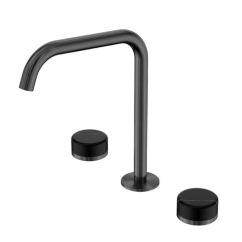 Nero Serenity Bath/Kitchen Set Edge Spout w/ Marquina Black Handle Gunmetal 24D120GM