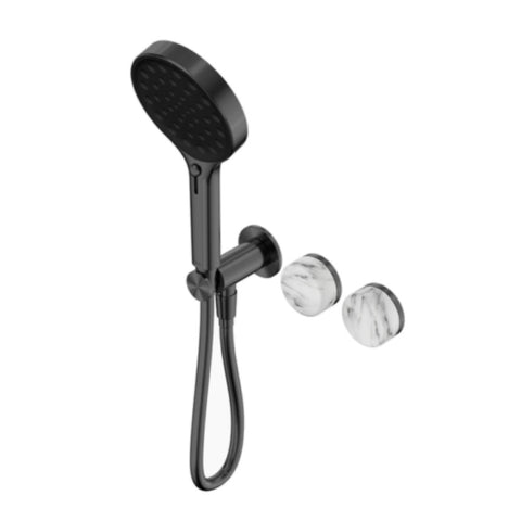 Nero Serenity Progressive Shower System w/ Arabescato Corchia Handle And Serenity Hand Shower Gunmetal 24E028GM