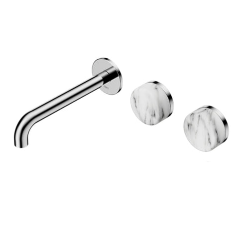 Nero Serenity Wall Basin Set 185mm Offset Spout w/ Arabescato Corchia Handle Chrome 24D062CH