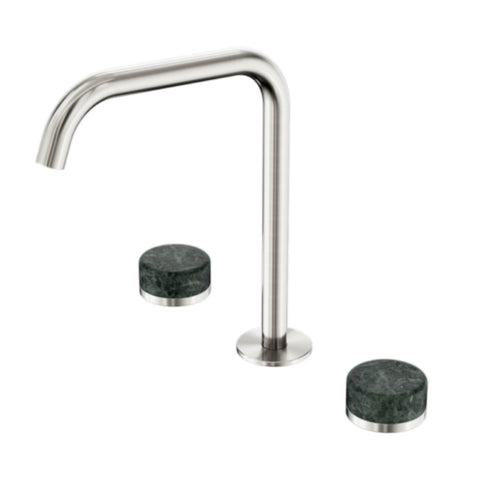 Nero Serenity Bath/Kitchen Set Edge Spout w/ Verde Alpi Handle Brushed Nickel 24D030BN