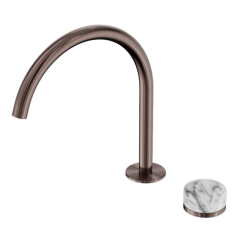Nero Serenity Progressive Bath/Kitchen Mixer Arc Spout w/ Arabescato Corchia Handle Brushed Bronze 24E040BZ