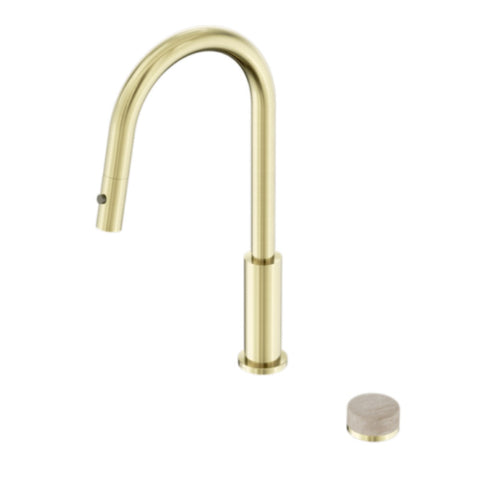 Nero Serenity Progressive Pull Out kitchen Set w/ Rome Travertine Handle Brushed Gold 24E057BG