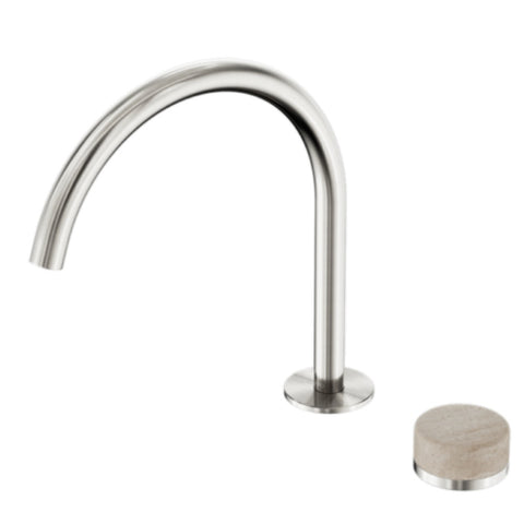 Nero Serenity Progressive Bath/Kitchen Mixer Arc Spout w/ Rome Travertine Handle Brushed Nickel 24E039BN