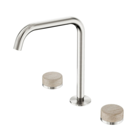 Nero Serenity Bath/Kitchen Set Edge Spout w/ Rome Travertine Handle Brushed Nickel 24D031BN