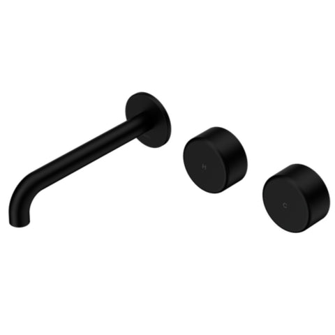 Nero Serenity Wall Basin Set 185mm Offset Spout w/ Metal Handle Matte Black 24D064MB