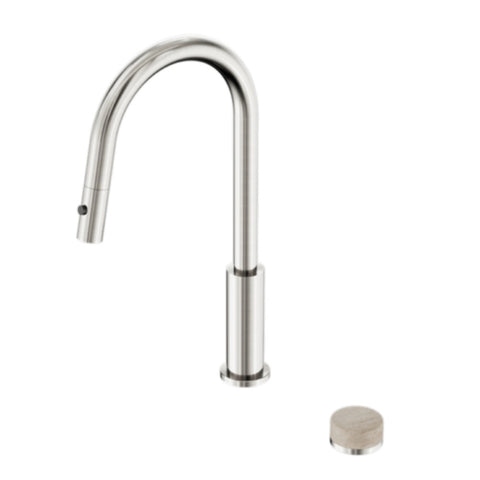 Nero Serenity Progressive Pull Out kitchen Set w/ Rome Travertine Handle Brushed Nickel 24E057BN