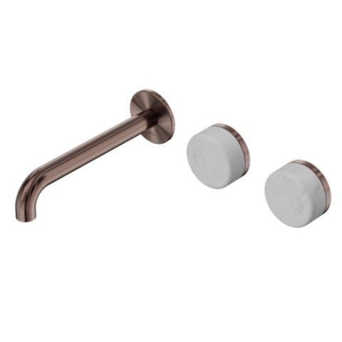 Nero Serenity Wall Basin Set 185mm Offset Spout w/ Carrara Handle Brushed Bronze 24D059BZ