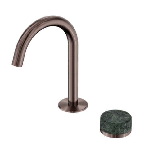 Nero Serenity Progressive Basin Mixer Arc Spout w/ Verde Alpi Handle Brushed Bronze 24E032BZ