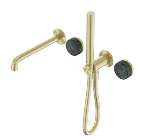 Nero Serenity Progressive Shower System w/ Spout w/ Verde Alpi Handle And Slim Shower Brushed Gold 24E008BG