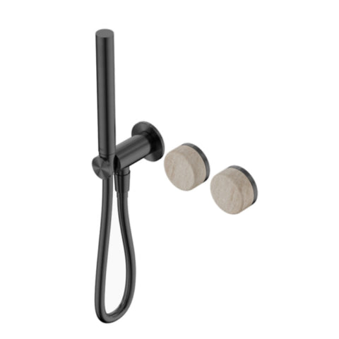 Nero Serenity Progressive Shower System w/ Rome Travertine Handle And Slim Shower Gunmetal 24E021GM