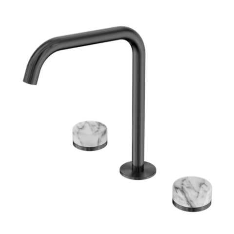Nero Serenity Bath/Kitchen Set Edge Spout w/ Arabescato Corchia Handle Gunmetal 24D032GM