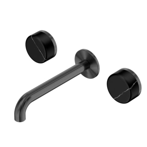 Nero Serenity Wall Basin Set 220mm Spout w/ Marquina Black Handle Gunmetal 24D123GM