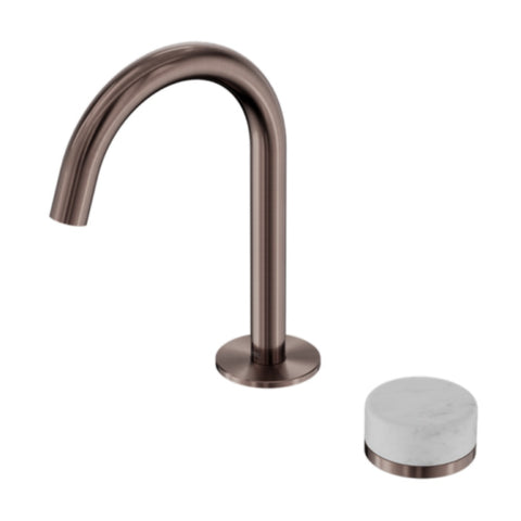 Nero Serenity Progressive Basin Mixer Arc Spout w/ Carrara Handle Brushed Bronze 24E031BZ