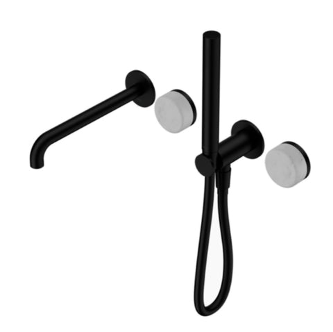 Nero Serenity Progressive Shower System w/ Spout w/ Carrara Handle And Slim Shower Matte Black 24E007MB