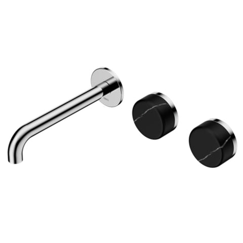 Nero Serenity Wall Basin Set 185mm Offset Spout w/ Marquina Black Handle Chrome 24D125CH