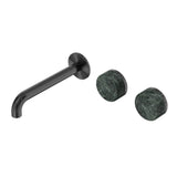 Nero Serenity Wall Basin Set 220mm Offset Spout w/ Verde Alpi Handle Gunmetal 24D066GM