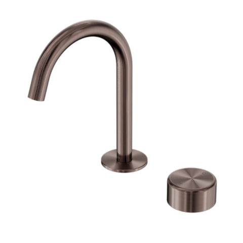 Nero Serenity Progressive Basin Mixer Arc Spout w/ Metal Handle Brushed Bronze 24E036BZ