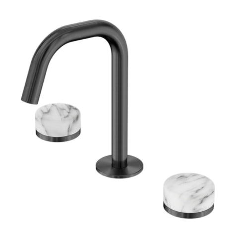 Nero Serenity Basin Set Edge Spout w/ Arabescato Corchia Handle Gunmetal 24D026GM