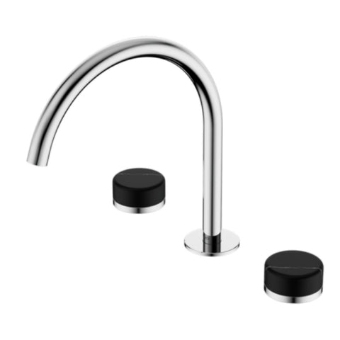 Nero Serenity Bath/Kitchen Set Arc Spout w/ Marquina Black Handle Chrome 24D118CH