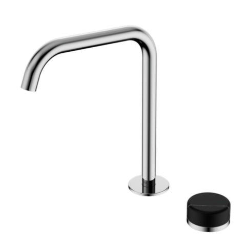 Nero Serenity Progressive Bath/Kitchen Mixer Edge Spout w/ Marquina Black Handle Chrome 24E136CH