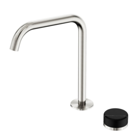 Nero Serenity Progressive Bath/Kitchen Mixer Edge Spout w/ Marquina Black Handle Brushed Nickel 24E136BN