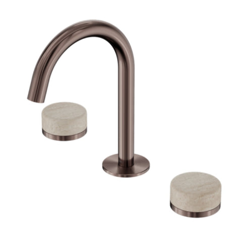 Nero Serenity Basin Set Arc Spout w/ Rome Travertine Handle Brushed Bronze 24D013BZ