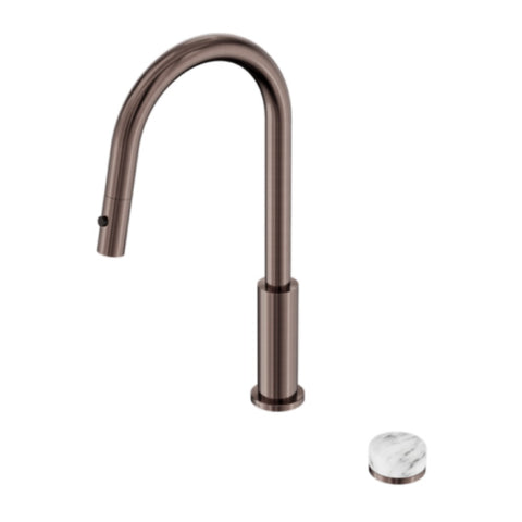 Nero Serenity Progressive Pull Out kitchen Set w/ Arabescato Corchia Handle Brushed Bronze 24E058BZ