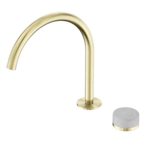 Nero Serenity Progressive Bath/Kitchen Mixer Arc Spout w/ Carrara Handle Brushed Gold 24E037BG