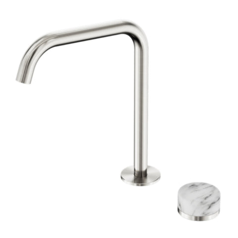 Nero Serenity Progressive Bath/Kitchen Mixer Edge Spout w/ Arabescato Corchia Handle Brushed Nickel 24E052BN