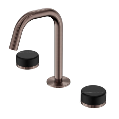 Nero Serenity Basin Set Edge Spout w/ Marquina Black Handle Brushed Bronze 24D119BZ