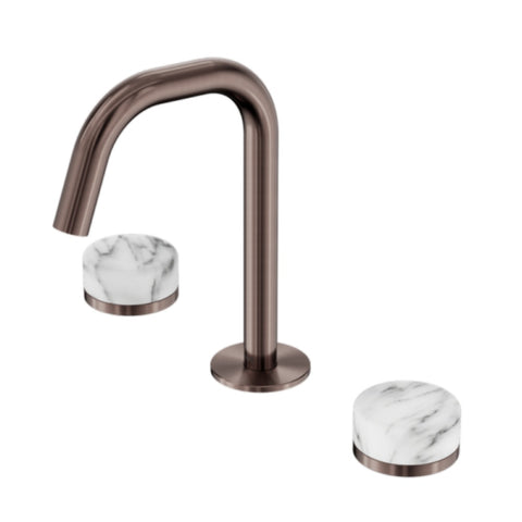 Nero Serenity Basin Set Edge Spout w/ Arabescato Corchia Handle Brushed Bronze 24D026BZ