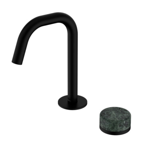 Nero Serenity Progressive Basin Mixer Edge Spout w/ Verde Alpi Handle Matte Black 24E044MB