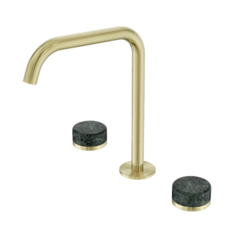 Nero Serenity Bath/Kitchen Set Edge Spout w/ Verde Alpi Handle Brushed Gold 24D030BG
