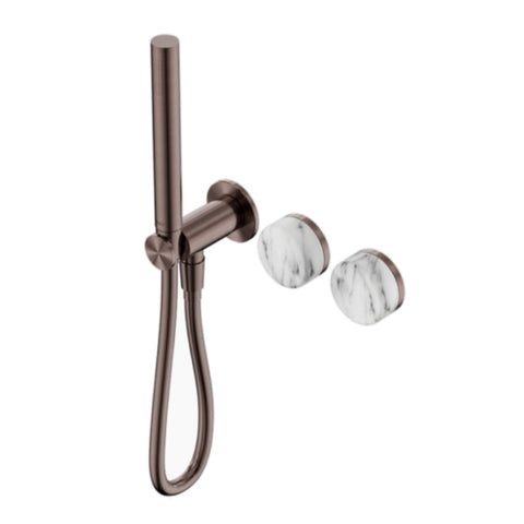 Nero Serenity Progressive Shower System w/ Arabescato Corchia Handle And Slim Shower Brushed Bronze 24E022BZ