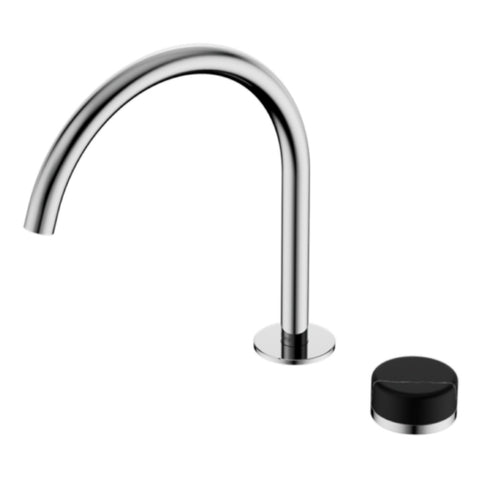 Nero Serenity Progressive Bath/Kitchen Mixer Arc Spout w/ Marquina Black Handle Chrome 24E134CH
