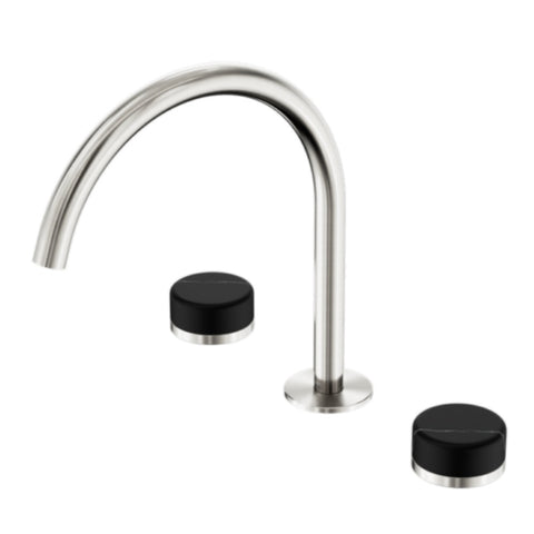 Nero Serenity Bath/Kitchen Set Arc Spout w/ Marquina Black Handle Brushed Nickel 24D118BN