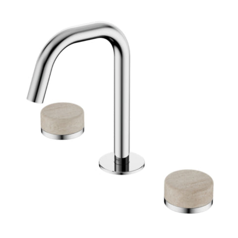 Nero Serenity Basin Set Edge Spout w/ Rome Travertine Handle Chrome 24D025CH