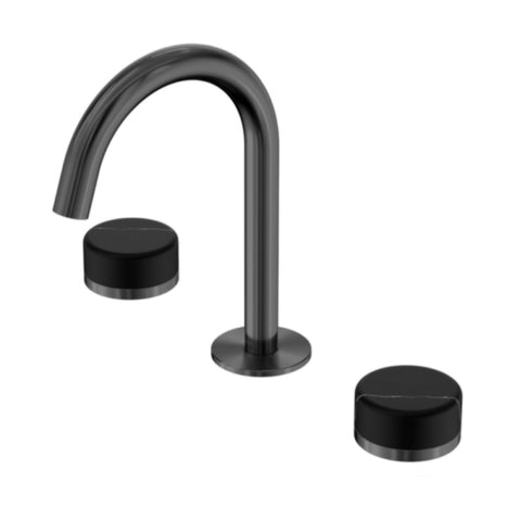 Nero Serenity Basin Set Arc Spout w/ Marquina Black Handle Gunmetal 24D117GM