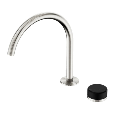 Nero Serenity Progressive Bath/Kitchen Mixer Arc Spout w/ Marquina Black Handle Brushed Nickel 24E134BN