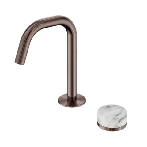 Nero Serenity Progressive Basin Mixer Edge Spout w/ Arabescato Corchia Handle Brushed Bronze 24E046BZ