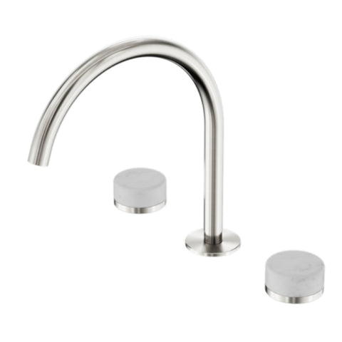 Nero Serenity Bath/Kitchen Set Arc Spout w/ Carrara Handle Brushed Nickel 24D017BN