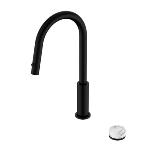 Nero Serenity Progressive Pull Out kitchen Set w/ Arabescato Corchia Handle Matte Black 24E058MB