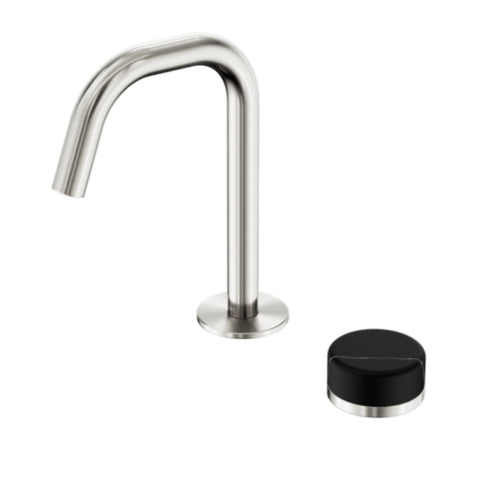 Nero Serenity Progressive Basin Mixer Edge Spout w/ Marquina Black Handle Brushed Nickel 24E135BN